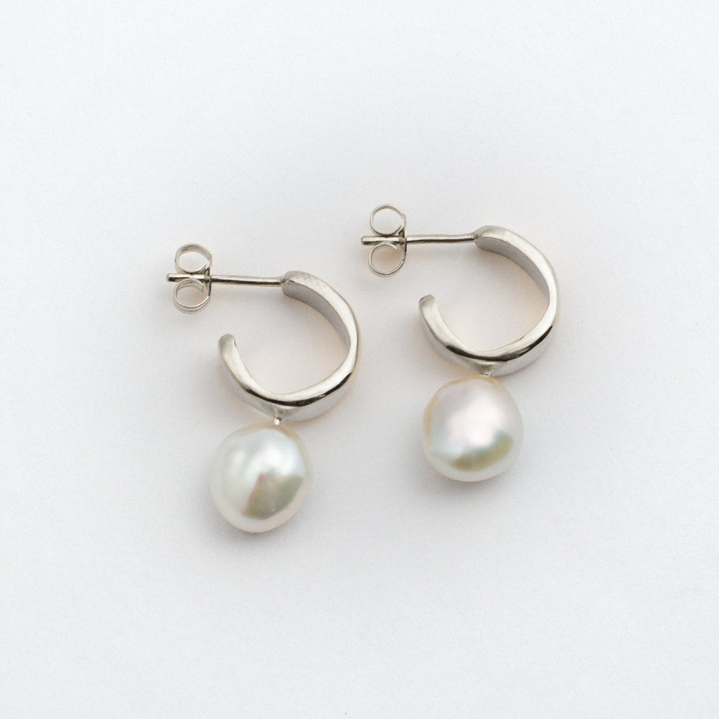 Dream Hoops Pearls ~ Sterling Silver