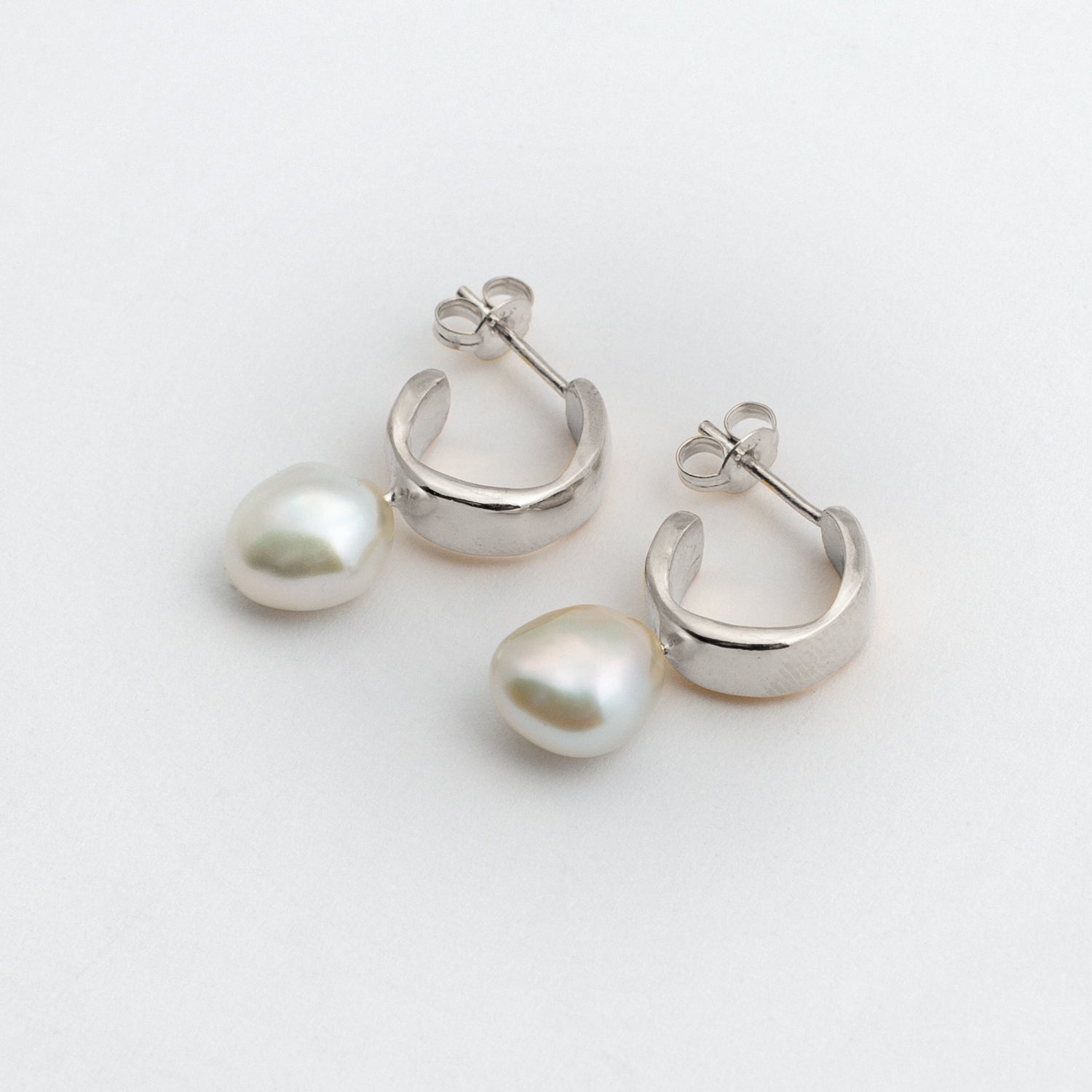 Dream Hoops Pearls ~ Sterling Silver