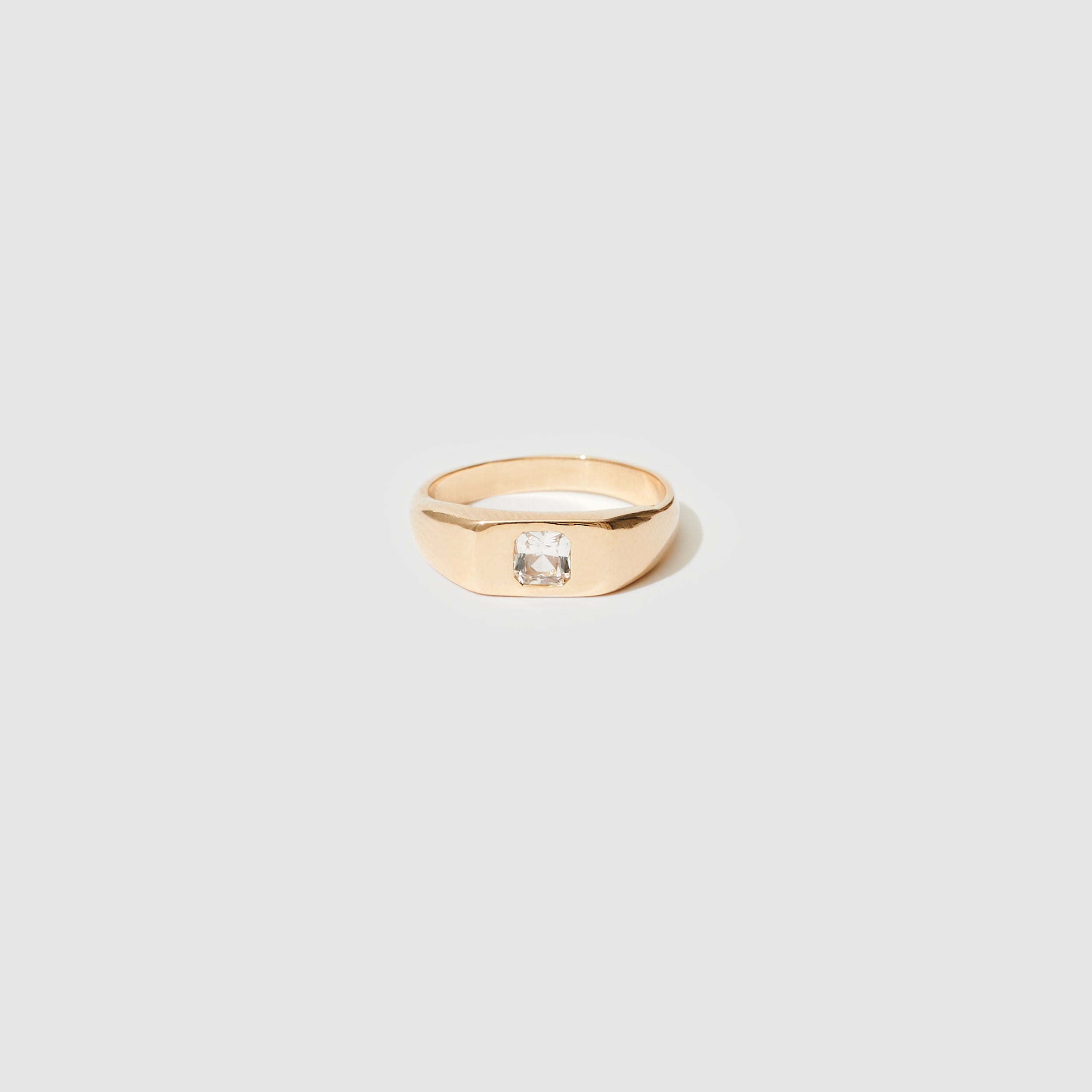 Rectangle Signet Ring ~ White Sapphire
