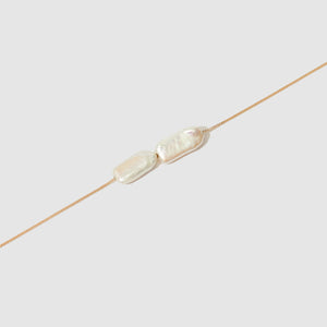 Rectangle Pearl Necklace ≈ 9ct Yellow Gold