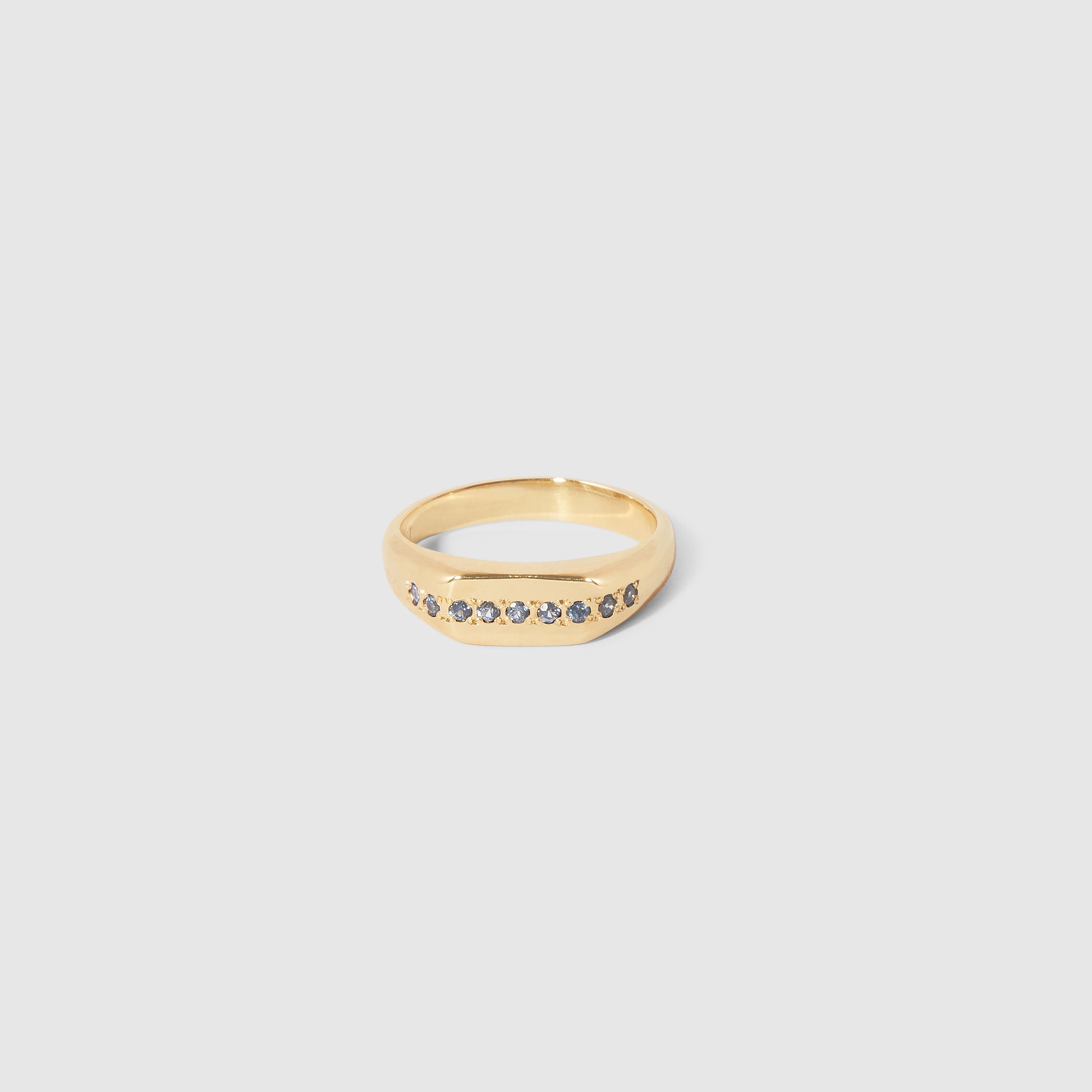 Line Signet Ring with Blue Sapphires