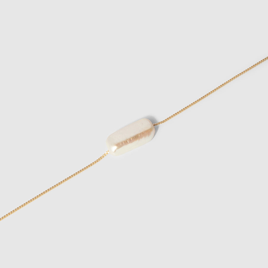 Rectangle Pearl Necklace ~ 9ct Yellow Gold