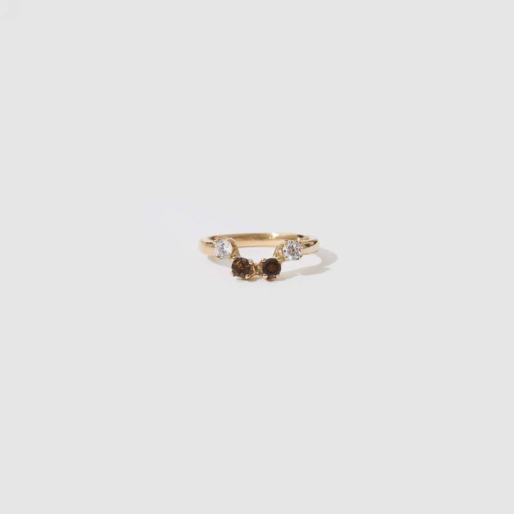 Four Stone Ring ≈ Smokey Quartz & White CZ