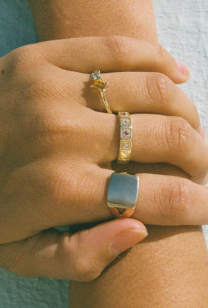 Plaza Ring ~ Amethyst & White Sapphires