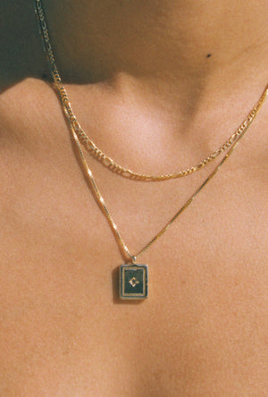 Postcard Pendant ~ Gold with Champagne Diamond