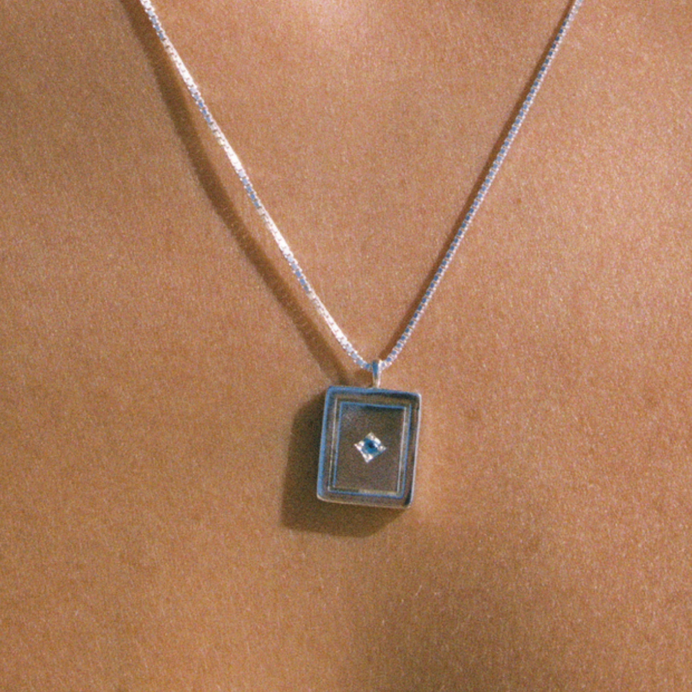 Postcard Pendant ~ Sterling Silver and Blue Topaz