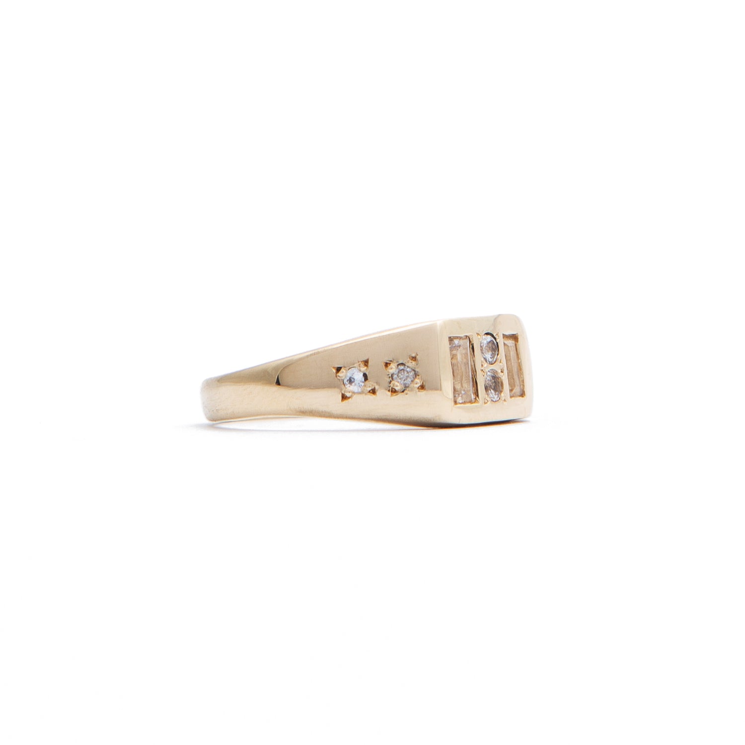 Baguette Signet Ring ~ White