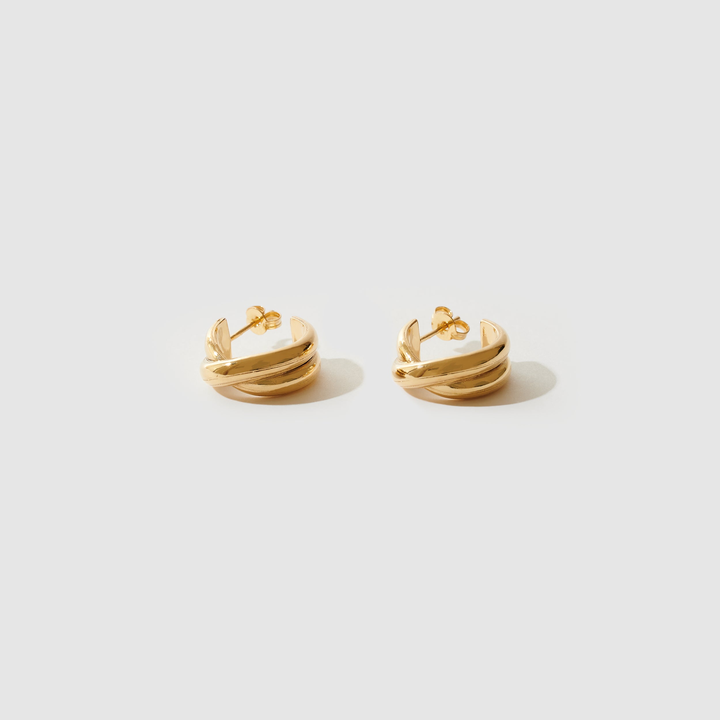 Cross Over Hoops ~ 9ct Yellow Gold