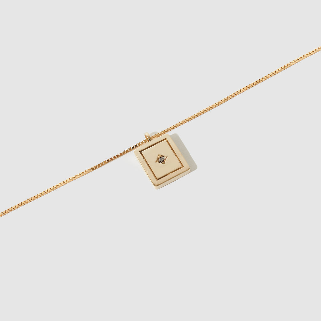 Postcard Pendant ~ Gold with Champagne Diamond