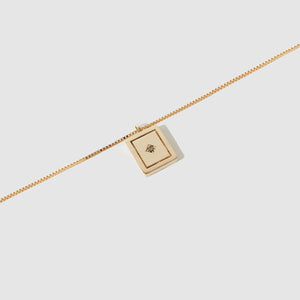 Postcard Pendant ~ Gold with Champagne Diamond