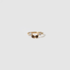 Four Stone Ring ~ Smokey Quartz & White CZ