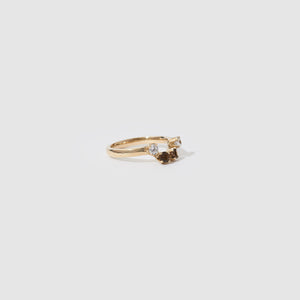 Four Stone Ring ~ Smokey Quartz & White CZ