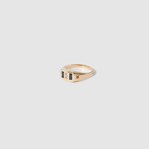 Baguette Signet Ring ~ Blue & Yellow