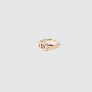 Baguette Signet Ring ~ Pink & Red