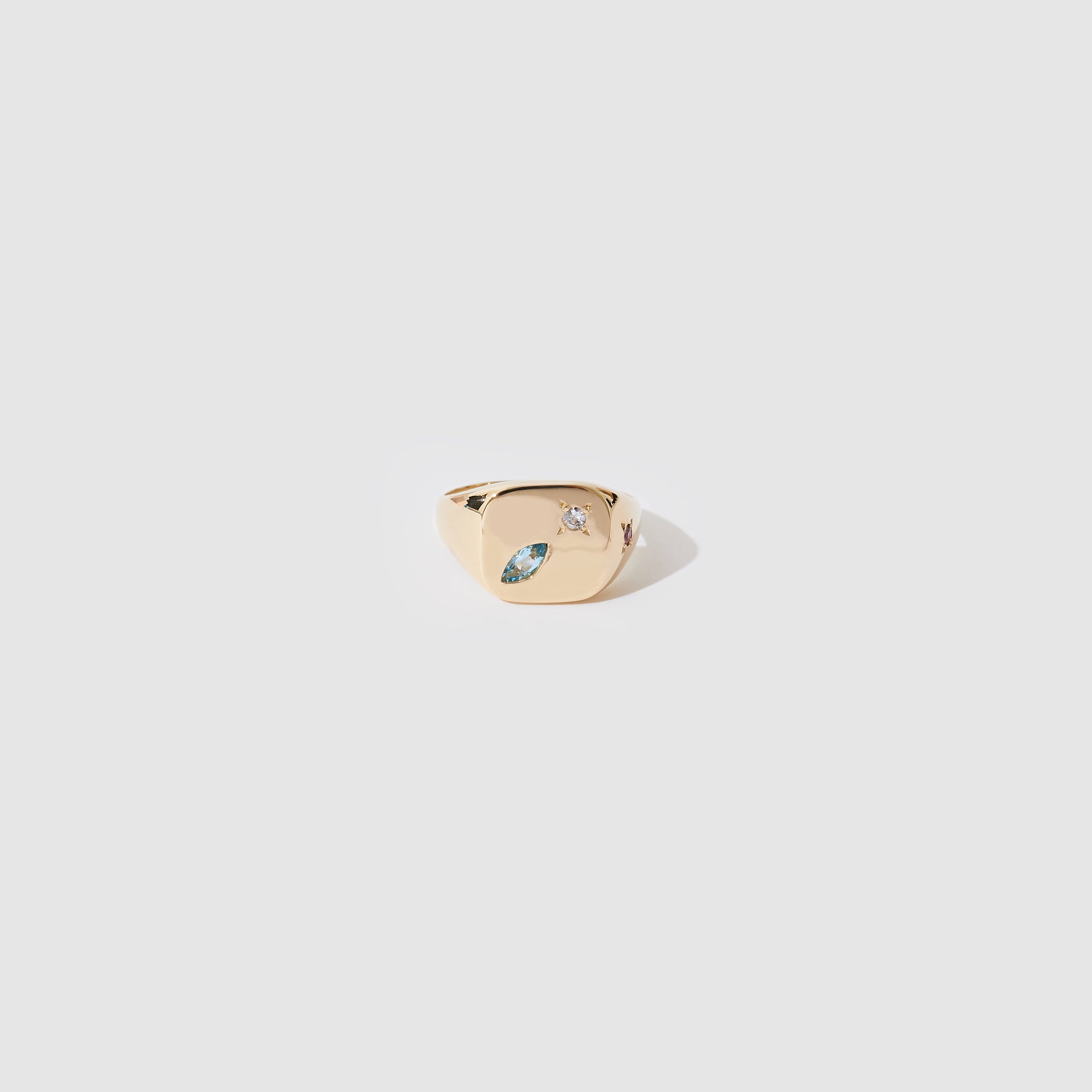Love Ring ~ Blue Topaz, White & Pink Sapphires